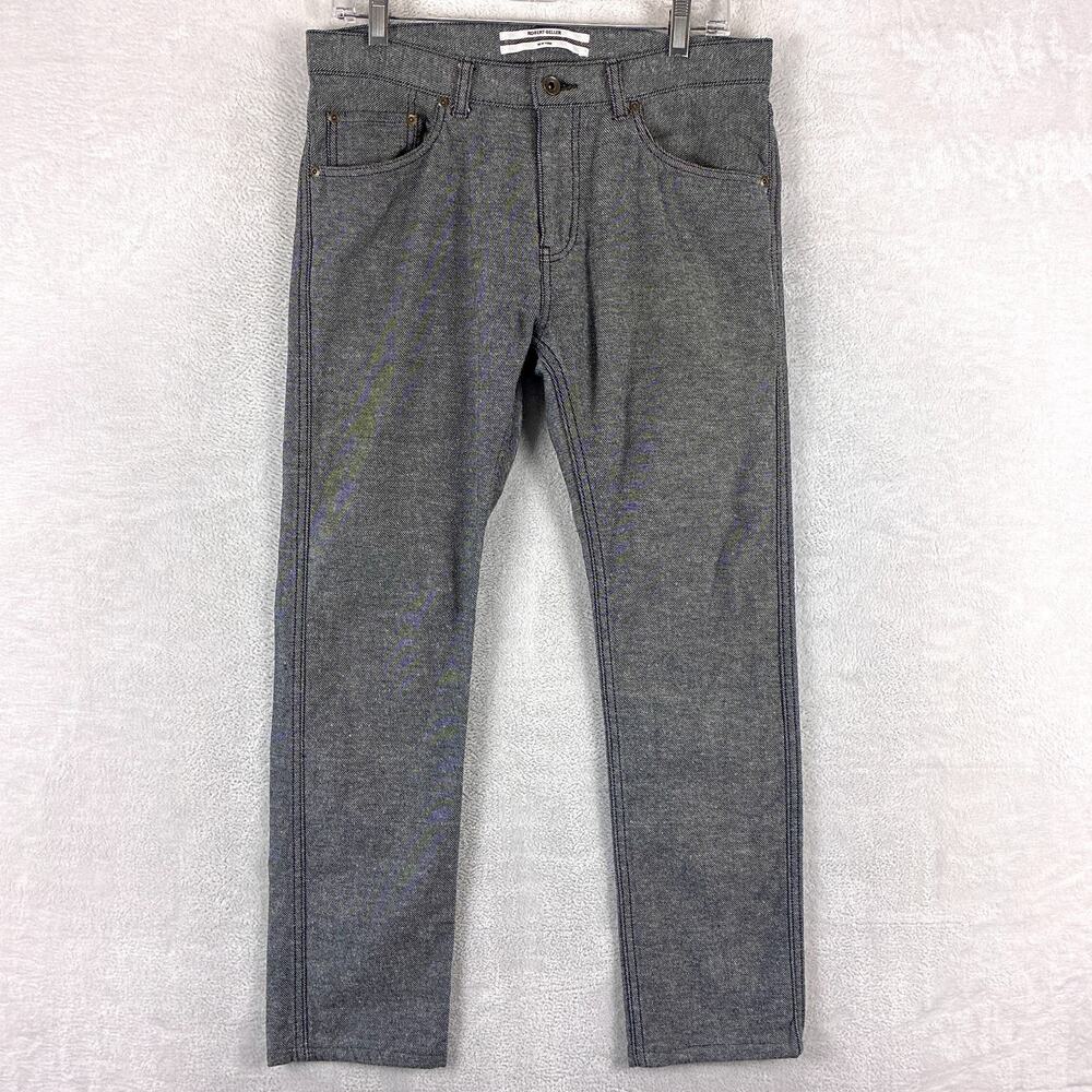 Robert Geller Pants Men 32x29 Gray Stripes Straight Preppy Classic Made in Japan
